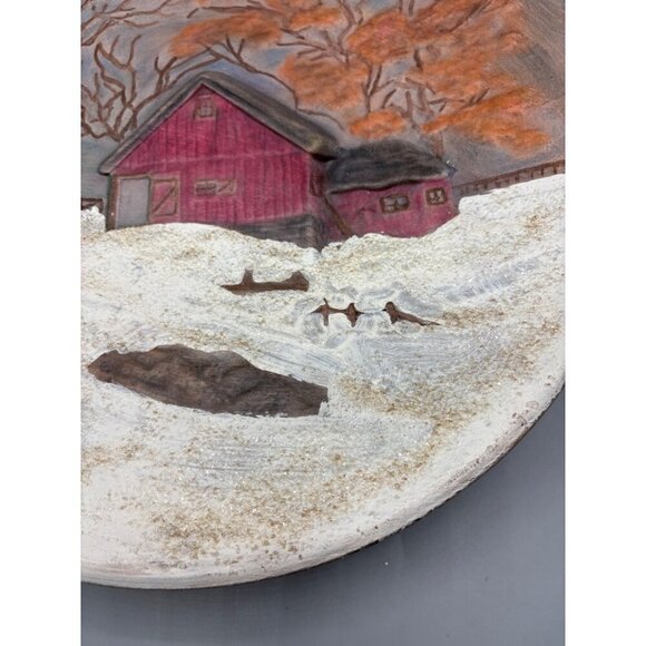 Vtg Byron Mold Seasons Winter Ceramic Decorative Wall Hanging Plate - Picture 2 of 5